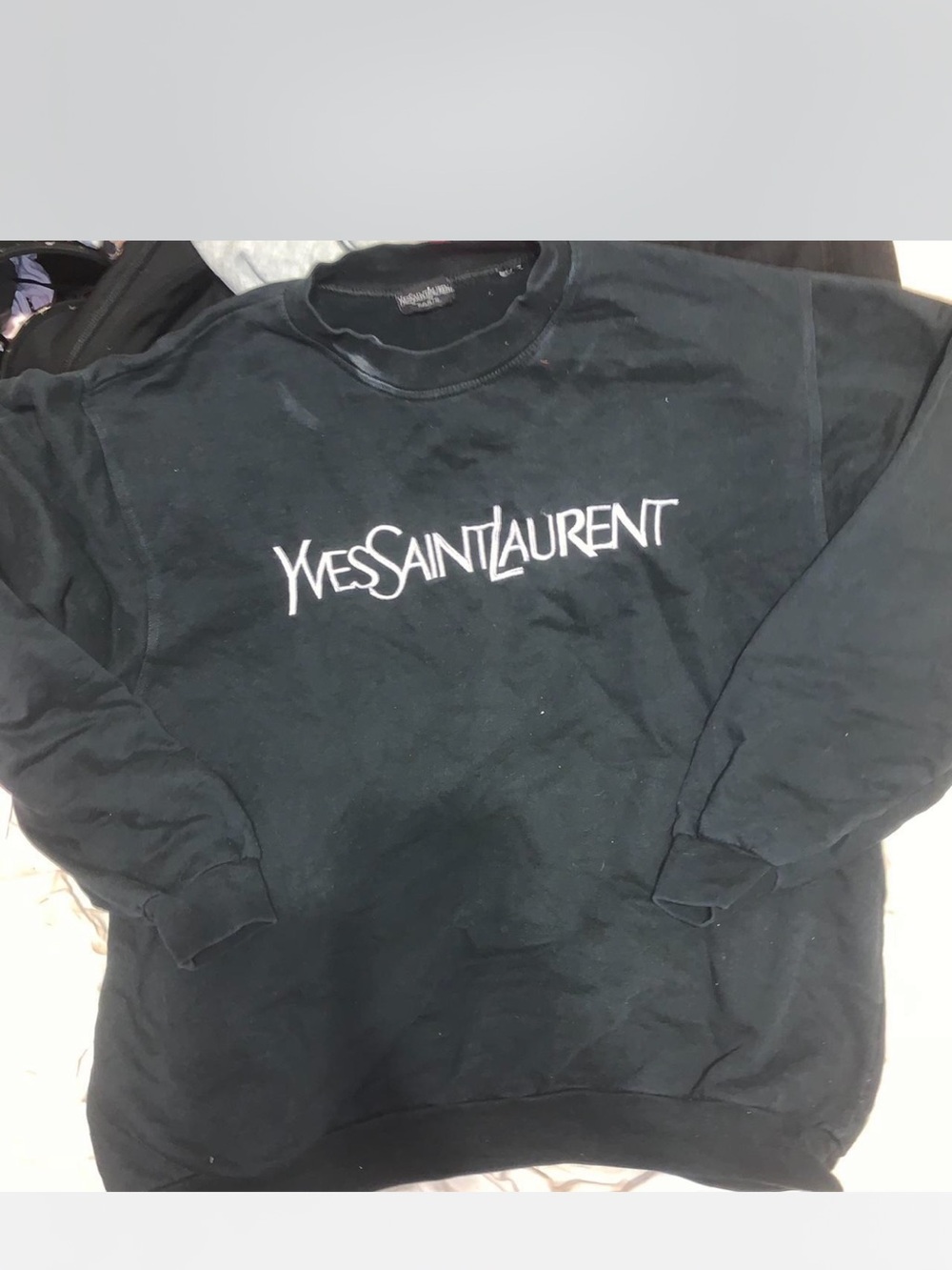 Yves Saint Laurent Black Crewneck Sweatshirt with White Logo